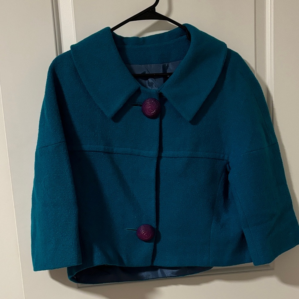 Vintage Teal Jacket with Purple Statement Buttons